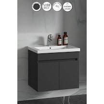 Çiğdem 65 Cm Antrasit Gri Mat Mdf Lavabolu Asma Banyo Alt Dolabı Antrasit - Gri