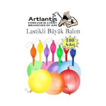 Lastikli Balon Zıpzıp 100 Adet İpli Balon Lateks Büyük Balon Punch Panç Renkli Balon
