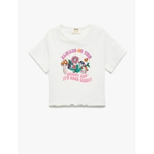 Koton Ekru Kız Çocuk T-shirt 5skg10049ak Ekru