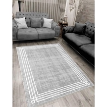 STY Home Yıkanabilir Kaymaz Taban Salon Halısı Mutfak Halısı Gri - Beyaz