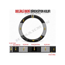 Hyundai Elantra Dikme Direksiyon Kılıfı Delikli Deri Parlak Siyah Gri Detay Çift Yüzük Ve Dikiş 2011-2016