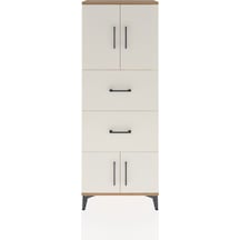 Arges Dolap 3 Raflı Tek Çekmeceli 2 Kapaklı 60x30x163 Antrasit-aytaşı Atlas Çam