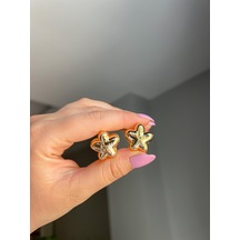 Çelik Deniz Yıldızı Küpe Gold