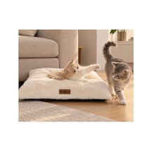 Kedi Ve Köpek Peluş Yer Minderi Üst Kalite Yıkanabilir Kılıflı Fermuarlı Boncuk Elyaf Kaydırmaz Taban Kedi Ve Köpek Yatağı Beyaz 1716914258