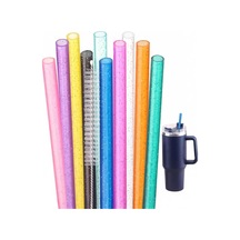Yenigeldi 4 Adet Yeniden Kullanılabilir Simli Pipet Seti Stanley Bardaklar İçin, Temizleme Fırçası Dahil, 40oz 30oz