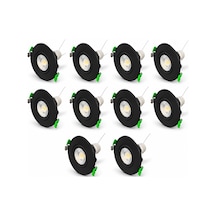 Siyah Led Spot Seti 10 Lu Yuvarlak Kasa 4000k Doğal Beyaz Gu10 Ampul Dahil Tak Çalıştır 6,5cm Gömme Tavan Spotu