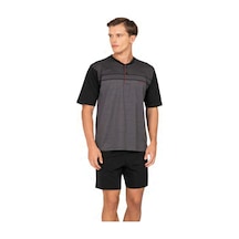 Pierre Cardin 6133 Erkek Kısa Kollu Yakası Düğmeli 3'lü Jakarlı Pijama Takımı-siyah