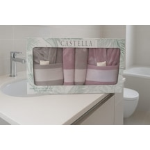 Castella 8 Parça %100 Pamuk Kutulu Çeyizlik Aile Bornoz Seti Gri