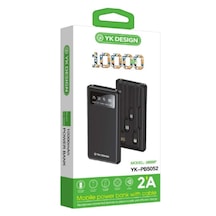Yk Design Yk-pb5052 10000 Mah 4lü Kablolu Powerbank Siyah
