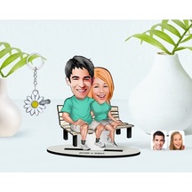 Kişiye Özel Sevgililer Karikatürlü 3D Ahşap Biblo Ve Isimli Silve (473842811)