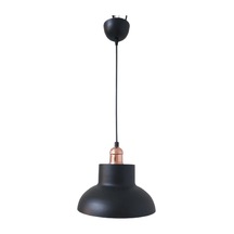 Dylight Retro Metal Siyah İçi Gold Dekoratif Tekli Sarkıt Avize Çap.25 Cm Beyaz