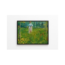 Van Gogh Bahçede Yürüyen Kadın Çerçevesiz Poster 30x42 Cm A3 Tablo Duvar Dekoru Mat Fotoğraf Kağıdı