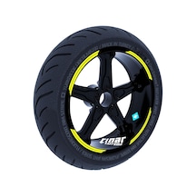 Double Stripe Tasarımlı Floresan Sarı Jant Şeridi Sticker Çınar Extreme