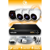 Elitcam 4 Kameralı Uzay 3 İç Kamera Set HDD'siz Full HD Gece Görüşlü Güvenlik Kamerası Sistemi