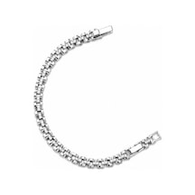 Balenbi Jewelry Gümüş Renk Çift Sıra Zirkon Taş Detaylı Paslanmaz Çelik Kadın Bileklik 1209