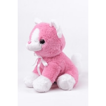 Peluş Oyuncak Oturan Kedi Çift Renkli 30 Cm Pembe - Beyaz