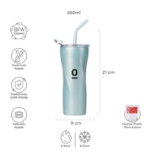 Paslanmaz Çelik Mint Metalik Tumbler Termos 550 Ml Pipetli Vakumlu Kapaklı No:136