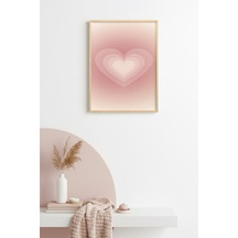 Doğal Ahşap Çerçeveli Retro Kalp Tablo - Romantik Soyut Desen Huhu2821