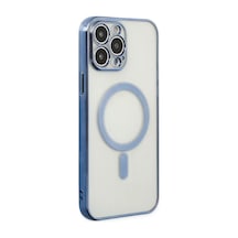 Newface Apple iPhone Uyumlu 14 Pro Kılıf Magneticsafe Lazer Silikon - Sierra Blue Sierra Mavi