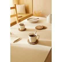 Ocean Home Textile 4'lü Bej Renk Motifli Rafya Bardak Altlığı Ø 11 cm