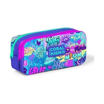 Coral High Kids Lavanta Su Yeşili Grafiti Desenli İki Bölmeli Kalem Çantası 22160 Çok Renkli