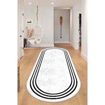West Home Makinede Yıkanabilir Kaymaz Taban Leke Tutmaz Oval Modern Yolluk Ev Dekorasyonu İçin Beyaz Kesme Yolluk Wh413 White Oval Yolluk