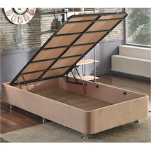 Nironyatak Niron Ela Baza -120X200 Cm Tek Kişilik Sandıklı Sütlü Kahve Kumaş