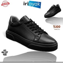 İriayak Büyük Numara Hakiki Deri 46-48 / Rahat Taban Casual Ayakkabı / Günlük Kullanıma Uygun Siyah