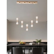 Sayen 5'li Sıralı Gold Sarkıt Led Avize