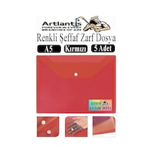 Kırmızı A5 Çıtçıtlı Dosya Şeffaf Renkli Zarf Dosya 5 Adet 17x22 Cm Çıt Çıtlı Dosya Su Geçirmez 50 Yaprak Kapasiteli