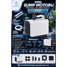 Sobo Sump Motoru - Kafa Motoru - Devirdaim Pompası - 2000 Lt/saat - 30 Cm Su Çıkış Borusu - 1 Metre Hava Hortumu Hediye