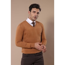 Wessi V Yaka Erkek Triko - Kahverengi Wessi V Yaka Erkek Triko - Kahverengi