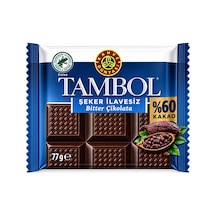 Tambol Şeker İlavesiz Bitter Çikolata 77 Gr % 60 Kakao - 939698871