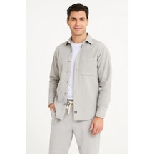 Erkek Kadife Oversize Takım Gömlek Ve Pantolon İkili Et Füme Corduroy Şıklığı, Rahat Ve Zarif Duru Gri