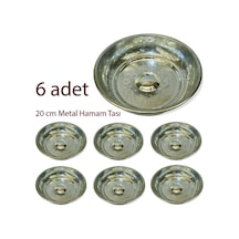 6 Adet 20 Cm Metal Hamam Tası Gümüş