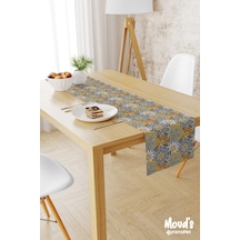 India Pattern 6 Desenli Baskılı Süet Runner Masa Örtüsü
