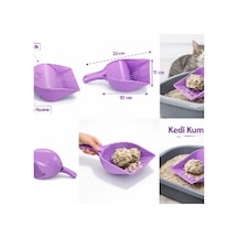 Kapaklı Kedi Kumu Küreği Elekli - Ergonomik Saplı Dalı Plastik Kum Temizleme Küreği 26 Cm