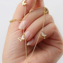 925 Ayar Gümüş Gold Kelebek Şans Kolye