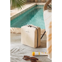 Ocean Home Textile Termal Astarlı Jüt Keten Makyaj Çantası 20 X 21 X 11 Cm
