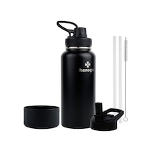 32 Oz Toz Boya Çift Duvar Vakum Yalıtımlı Spor Su Şişesi, 18/8 Paslanmaz Çelik Geniş Ağızlı Termos Şişesi,