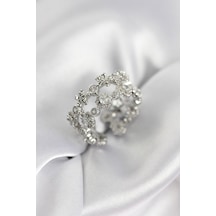 Zirkon Taşlı 2& 39li Model Gümüş Renk Kadın Yüzük Altın - Beyaz 68493077