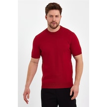 Cool Tarz Kırmızı Erkek Yarım Balıkçı Düz Triko T-shirt-trz19129r06s Kırmızı Kırmızı