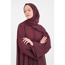 Şakika Kadın Shine Abaya Ferace & Şal - Standart Beden & Farklı Boy Vişne Çürüğü