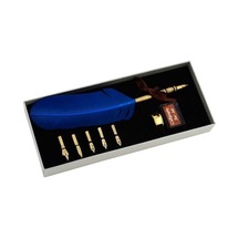 Steel Pen Kuş Tüyü Divit Kalemi Seti Mavi