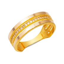 Bilezikci 3 Sıralı Ajda Yüzük 14 Ayar Altın Sarı Altın