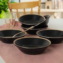 Mat Siyah File Hitit Yemek Tabağı 18 Cm 6 Adet - 956 Açık
