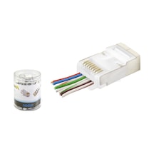 Nodar Nd2422 Cat6e Ez Rj45 Metal Konnektör 100 Adet Plastik Kutu - Beyaz