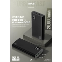 20000mah Powerbank Pd 22.5w Hızlı Şarj Dijital Ekranlı Taşınabilir Şarj Cihazı Siyah, 17524