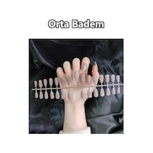 24 Adet Badem Takma Tırnak Seti Orta Uzunlukta 908 Bej