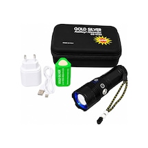 Gold Sılver Gs-4700 Şarjlı El Feneri, Usb Type-c Şarjlı, 18650 Pilli, Cob Yan Işık, Zoomlu Led El Feneri, 5 Aydınlatma Modu, Alüminyum Gövde, Kamp Balıkçılık Acil Durum 3200k